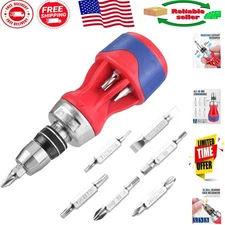 Versatile 12-in-1 Stubby Ratcheting Screwdriver -  S2 Steel Efficiency