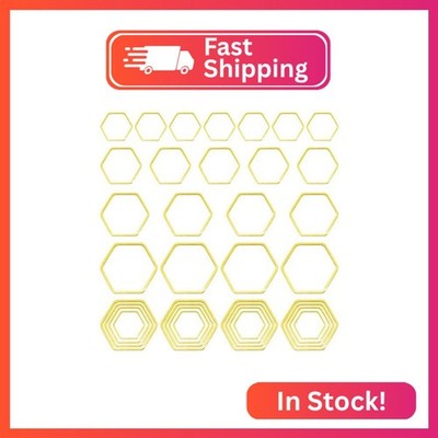 80 Pcs 4 Sizes Hexagon Open Bezel Pendants Earring Beading Hollow Pendant Hexago