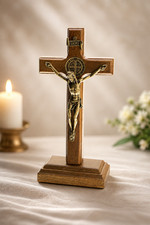 5.5" 14cm Wood Standing Table Wall Cross Crucifix Home Altar Shrine Catholic
