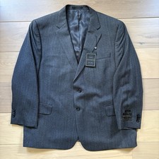 Jos A Bank Reserve Blazer Silk Wool Blend Herringbone Gray 48 Short Regal Fit