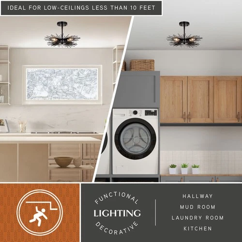 Vaxcel Lighting C0227 Nikko 4 Light 16"W Semi-Flush Ceiling - Black - Picture 11 of 12