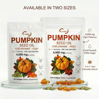 Pumpkin Seed Oil Saw Palmetto 4000mg Softgels Natural Prostate Support Free ship