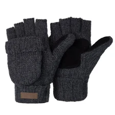 Winter Knitted Convertible Fingerless Wool Mittens for Men & Women
