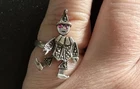 Vintage Sterling Silver & Marcasite Ruby Eyes Articulated Clown Ring - Size 5