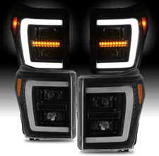 - Fit 2011-2016 Ford F250 F350 F450 F550 Super Duty Projector Black Headlights P