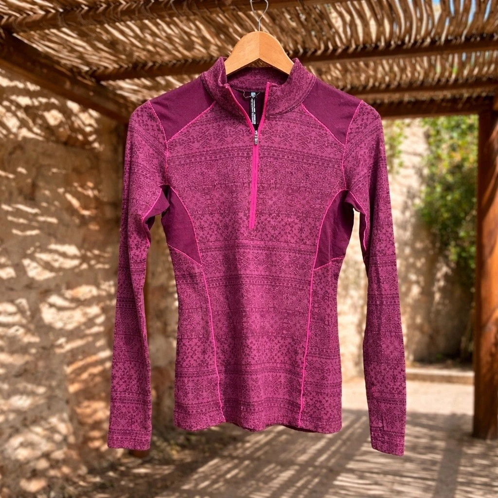 Kuhl Purple Fair Isle Merino Wool Blend Quarter Zip Base Layer Womens S Outdoor