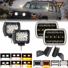 For 84-01 Jeep Cherokee Xj Pair Led Headlight Fog Pods Dual Color Bracket For 84-01 Jeep Cherokee Xj Pair Led Headlight Fog Pods Dual Color Bracket