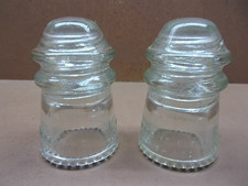 2 Vintage HEMINGRAY #9 Clear Glass Electrical INSULATORS Made In USA 5-48