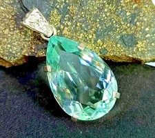 Natural Aquamarine 92 Ct Pear Cut Topaz Pendant 925 Silver IGL Loose Gems 6YNZ