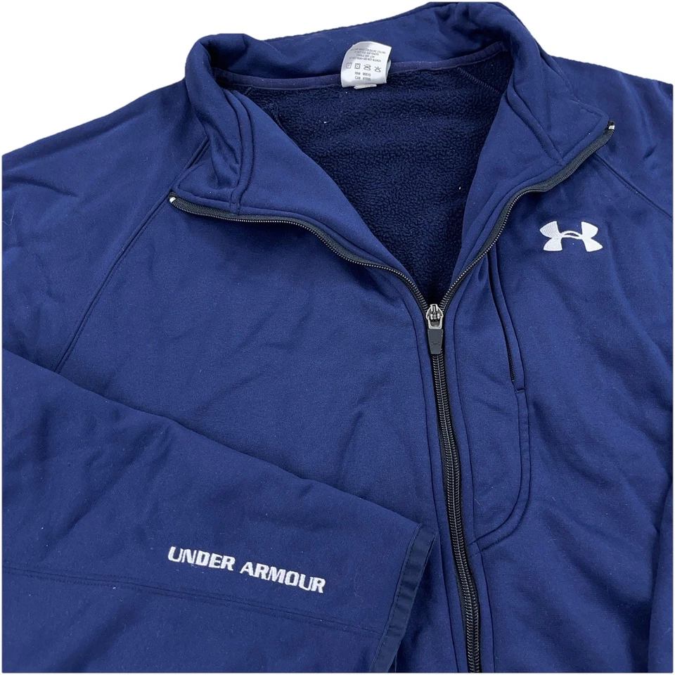 Chaqueta Under Armour Hombres XL Azul Marino Cremallera Completa Traje de Pista Sudadera Forrada de Vellón Foto 3 de 4