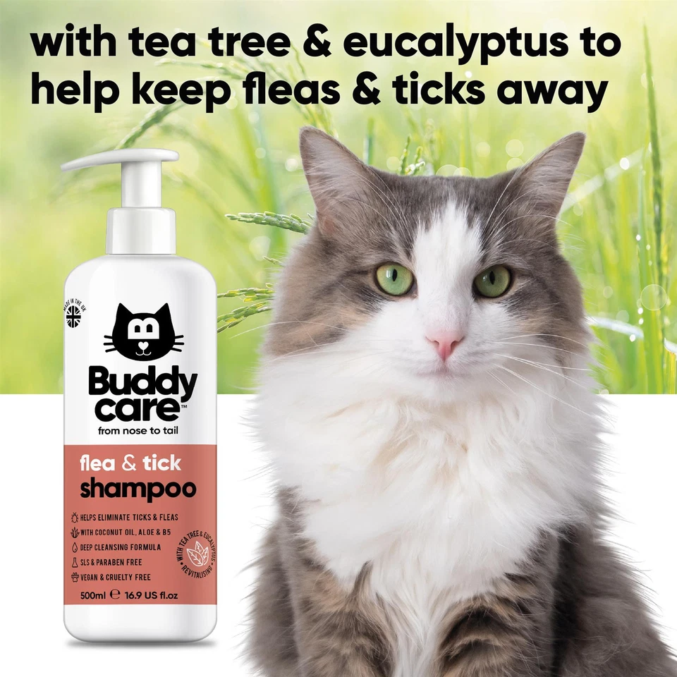 Buddycare Flea & Tick Cat Shampoo - Eliminates Fleas, Ticks & Mites  - Image 2 of 4