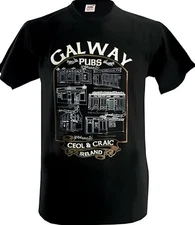 Traditional Craft Limited Black Galway Pubs Mens T-Shirt