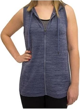 Active Life NWT Womens L Navy Blue Hooded Athleisure Vest w/ Cross Back