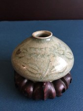 Small Wooden Jar with Pedestal, Small Decorative Container, Used