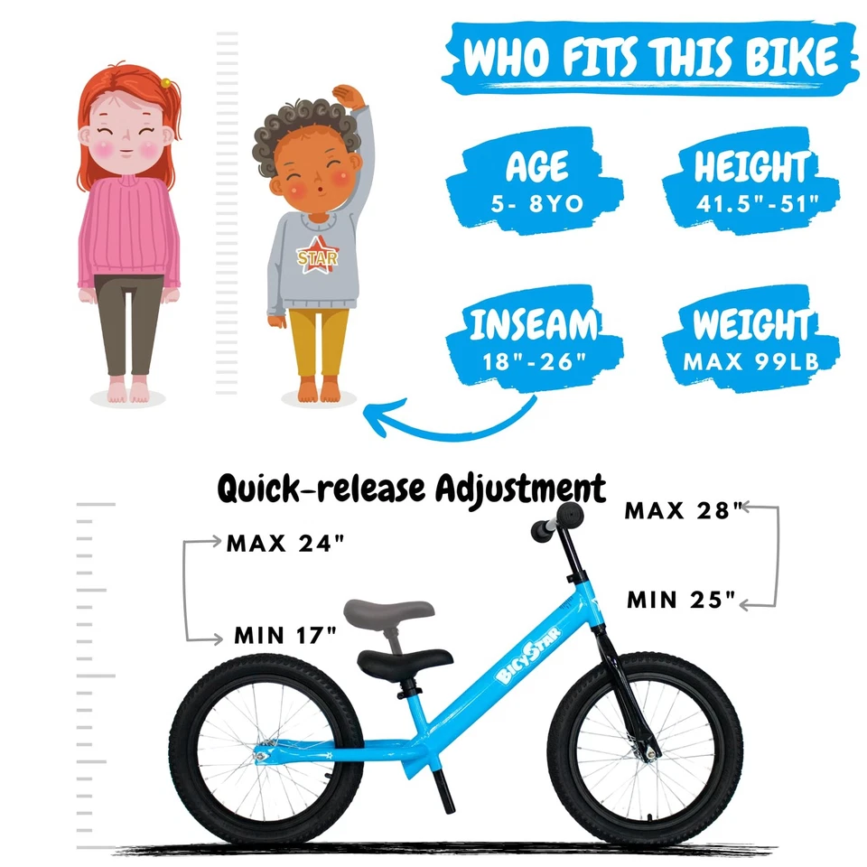 Bicicleta de equilibrio de 16 pulgadas, bicicleta para niños pequeños de 5 a 8 años, neumáticos de aire, bicicleta de empuje sin pedales... Foto 2 de 4
