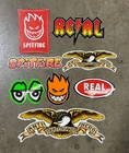 8 Assorted Skateboard Stickers from Real, Spitfire, Antihero, and Krooked