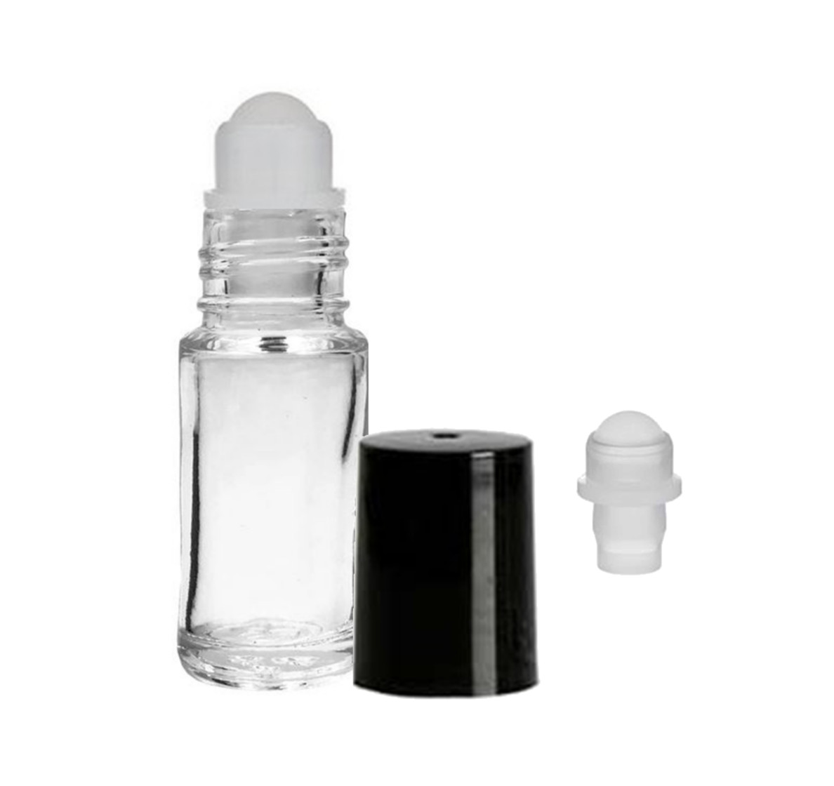 . Clear Glass Roller Bottle, Mini Roll On, 1/6 Oz Empty 72 P