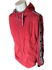 Tommy Hilfiger 90s Y2K Hooded Windbreaker Red Logo Down Sleeves Tracksuit XL