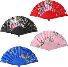 4 Pieces Oriental Bamboo Folding Hand Fans Church Wedding Gift, Party Favors