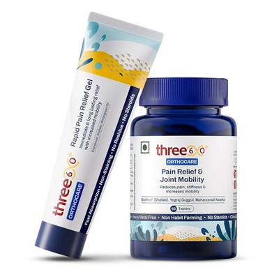 Combo Pack of Three60+ Rapid Pain Relief & Joint Mobility 60 Tabs + 50gm Gel