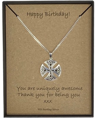 Happy Birthday Herren großer runder Keltenkreuz Anhänger an Kette Geschenkset