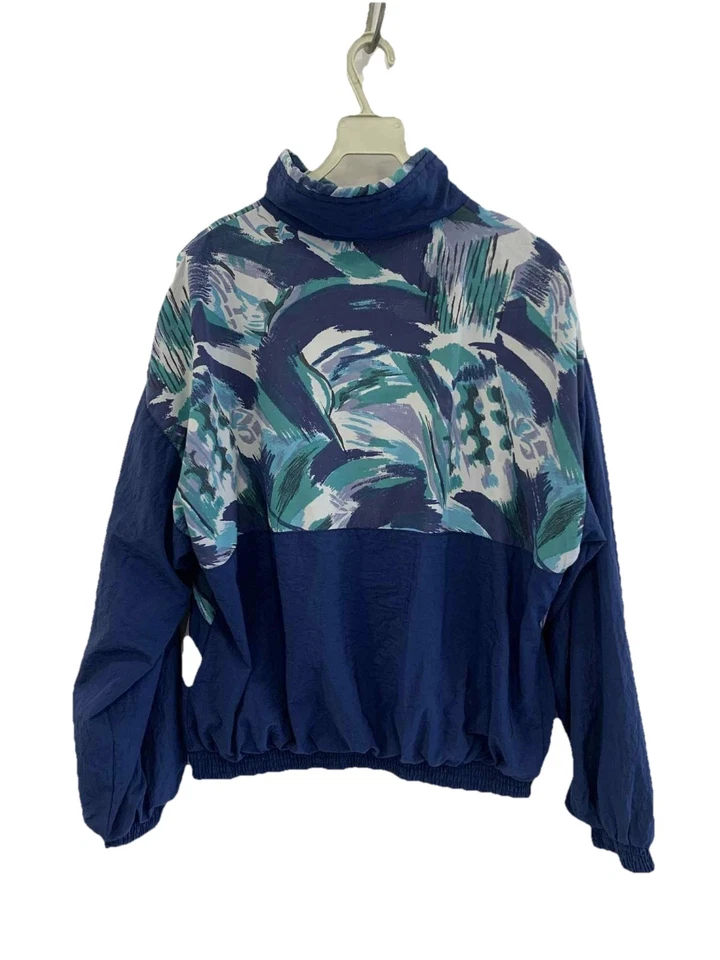 Vintage Reebok 90s Windbreaker Jacket Blue White Abstract Pattern Size L #98 - Image 2 of 4