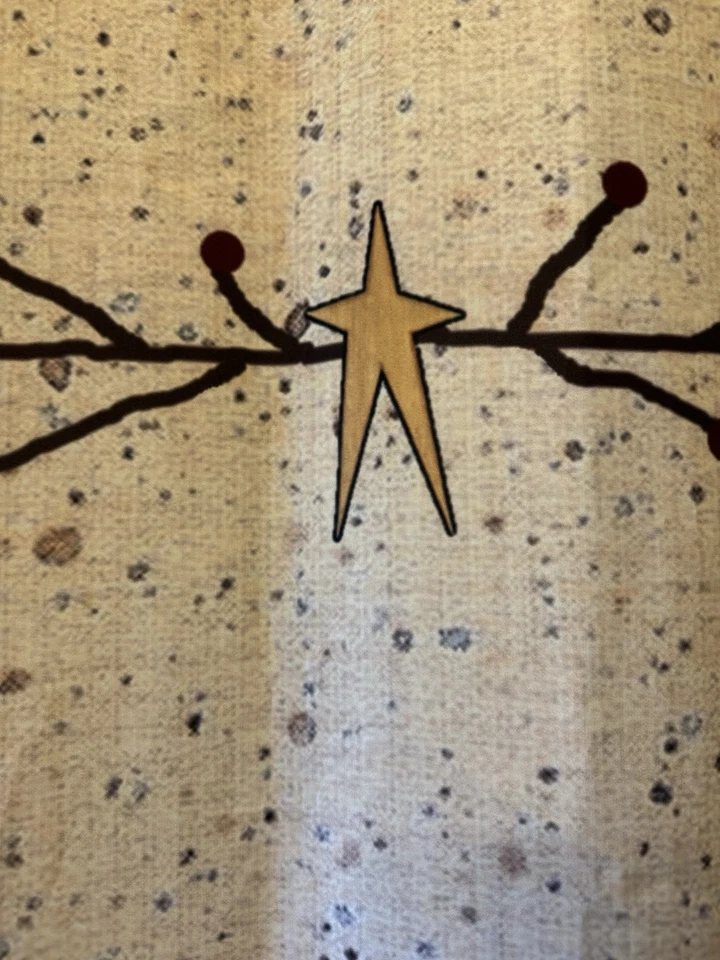 Cortina de ducha de tela rústica primitiva cuervos pajarera estrellas y corazones 70x72 Foto 3 de 4