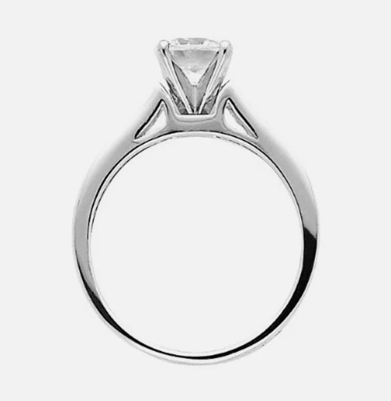 Anillo de compromiso de diamantes creados en oro blanco real brillante redondo de 2 quilates Foto 3 de 4