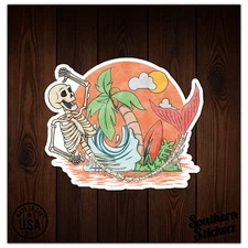 Mermaid Skeleton - Vinyl Decal Sticker - Car Window Laptop - ebn11877