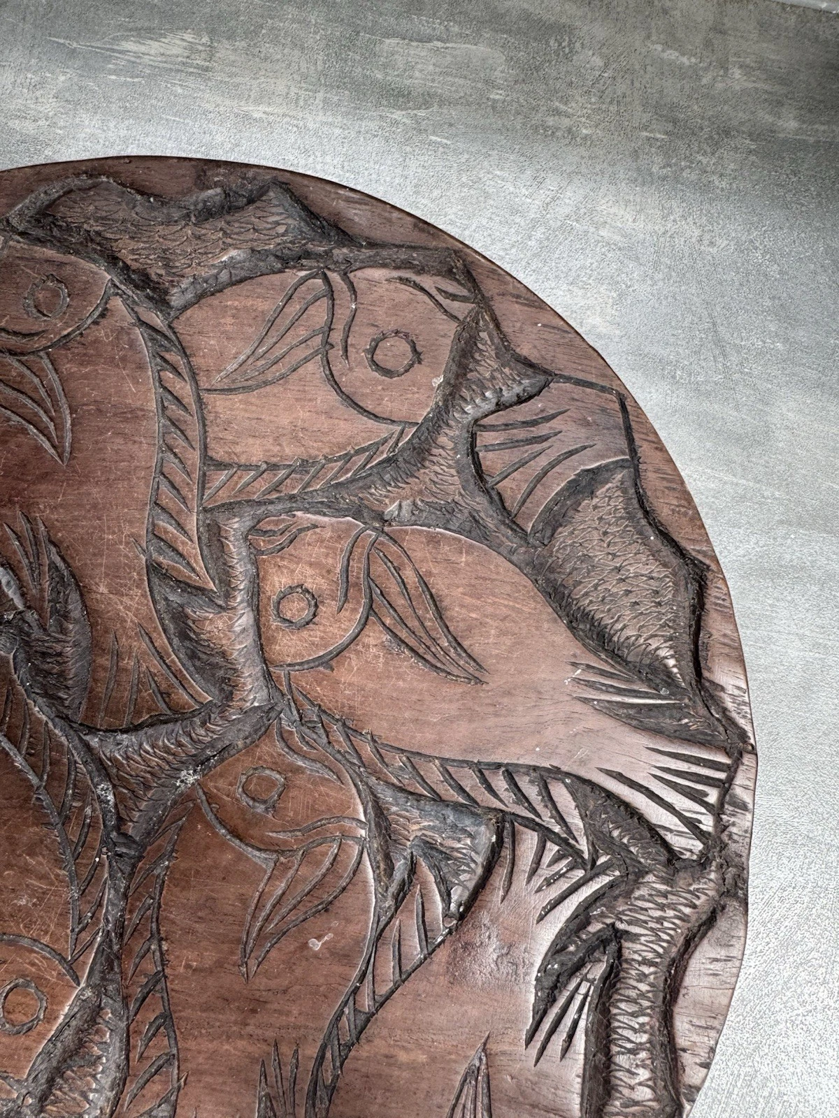 African Hand Carved Wooden Decorative Plate/Platter Double Sided Safari Animals 11