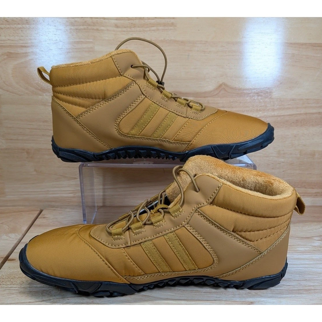 Tan Barefoot Winter Boots Faux Fur Lined Zero Drop Wide Toe Box EU 40 NEW