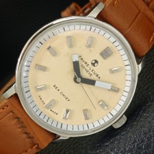 HAND-WINDING VINTAGE FAVRE LEUBA GENEVE SEA CHIEF 253 SWISS MENS WATCH a703845-2