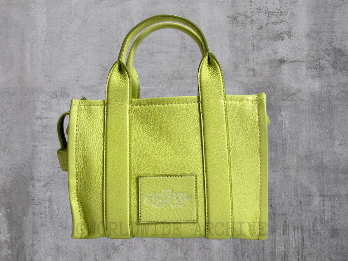 Shadow Lime Marc Jacobs SMALL The Leather Tote Bag RARE Crossbody 