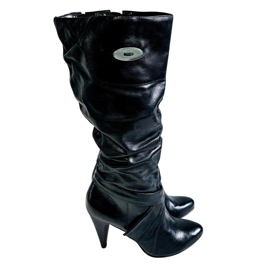 Luichiny Size 7 Colette Knee High Leather Heeled Boots Black Size Zip Sexy Tall  - Image 4 of 4