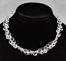 Beautiful Unique Vtg GENUINE CRYSTAL Gold Vermeil 925 Sterling Silver Necklace