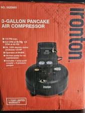 Ironton Oil-Free Pancake Air Compressor, 0.3 HP, 3 Gallons, 110 PSI