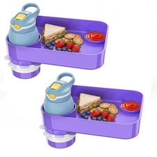 Kids Car Seat Travel Tray, Cup Holder, Snack Organizer for Toddlers, 2-Pack