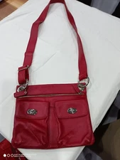 DANIER LEATHER VILLAGE Crossbody MESSENGER Traveller Bag  DEEP RED