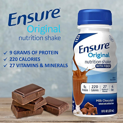 ENSURE DRINK BEVERAGE MILK PROTEIN SHAKES CHOCOLATE ORIGINAL NUTRITION 8oz~ 30PK