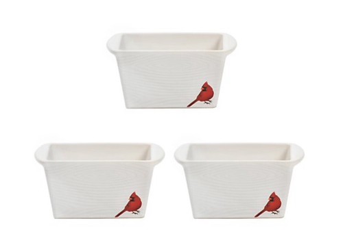 S/3 Temptations 6” Mini Loaf Pan 12oz Winter Woodland White Cardinal w/ Gift Box - Picture 13 of 24