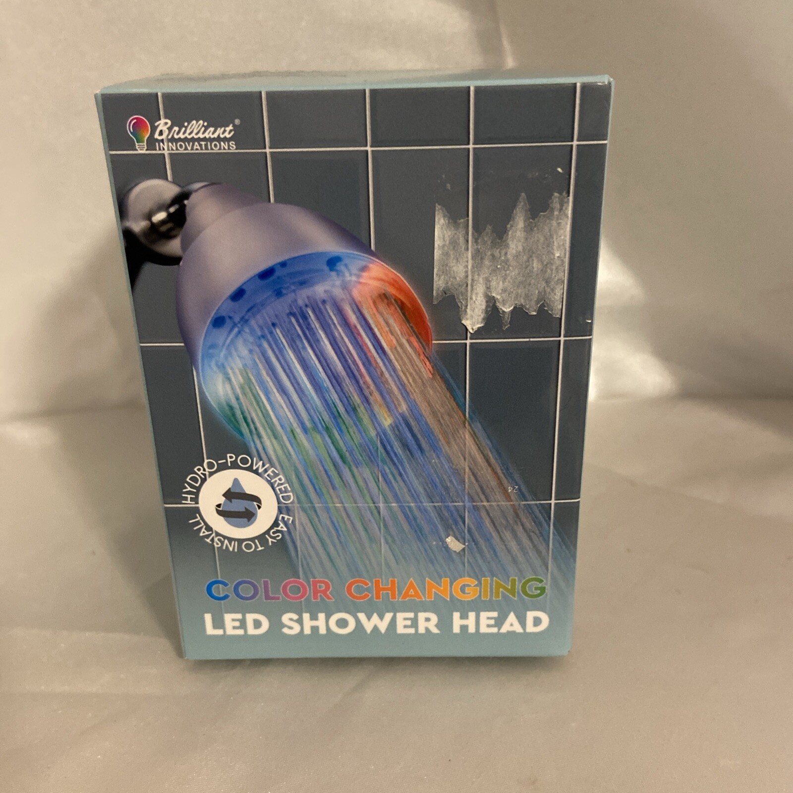 Brilliant Ideas RGB Multi-Color Changing LED Shower Head, Hydro-Powered NEW BOX