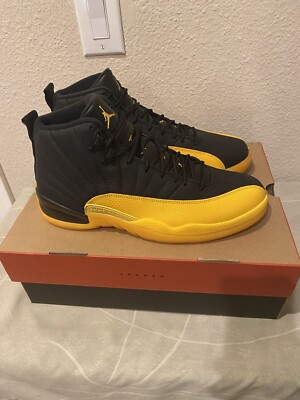jordan retro 12 black and gold size 10