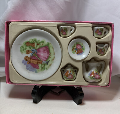 Tiny Pink Tea Set Porcelain 10 Pieces Unbranded In Box For Display