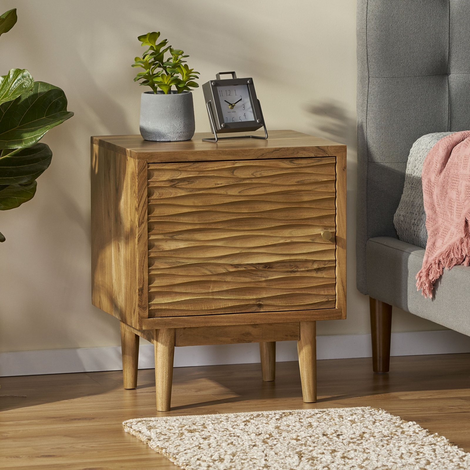 BEDSIDE 1 DOOR NIGHTSTAND MODERN TABLE BEDROOM STORAGE