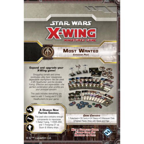 Star Wars X-Wing Game 1st Edition Miniatures Game Most Wanted EXPANSION PACK - Picture 2 of 5