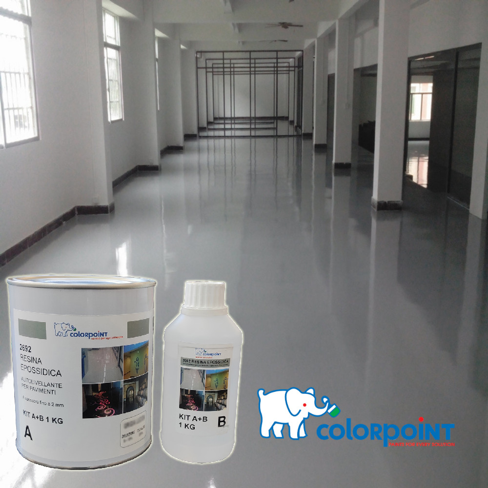 RESINA PER PAVIMENTI EPOSSIDICA BICOMPONENTE GRIGIA LUCIDA 5Kg A+B 45/55 Mq 