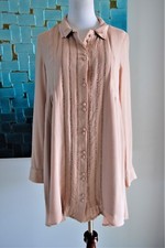Knot Sisters M Dress Tunic Top Button Front Long Sleeve 
