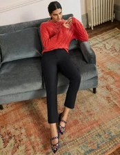 BODEN Richmond 7/8 Trousers US 18L Straight Leg Cotton Bi-Stretch Black NWT