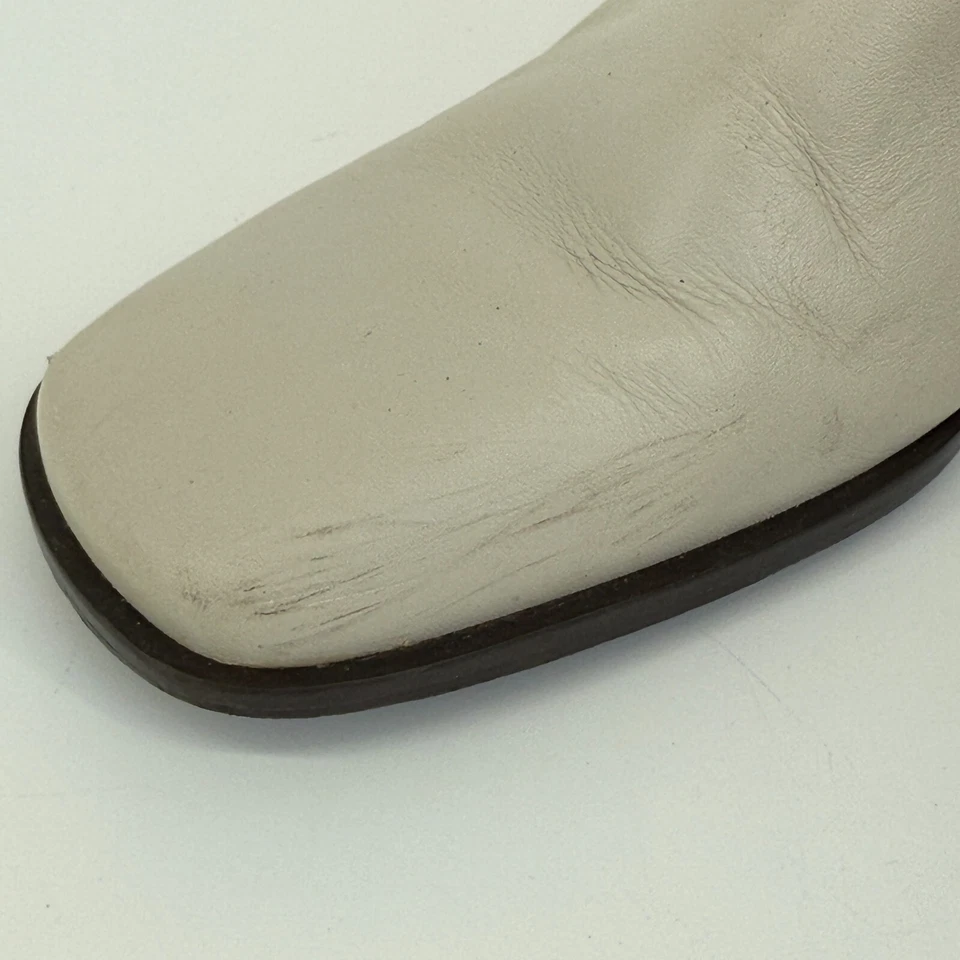 Vtg Nine West Bone White Mules Size 7.5M Block Heel Slip On Minimal 90s Square - Image 3 of 4