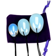 3PCS/set Drilled Natural Opalite Jade Yoni Egg Crystal Gemstone Shperes